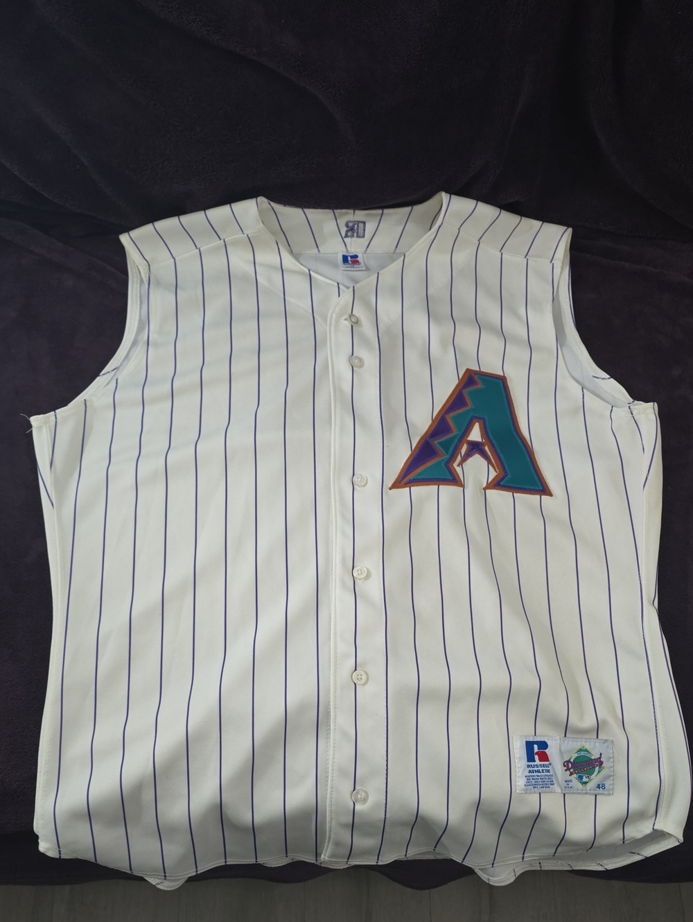 Arizona Diamondbacks Vintage Pinstripe Baseball Jersey - Cream/Teal